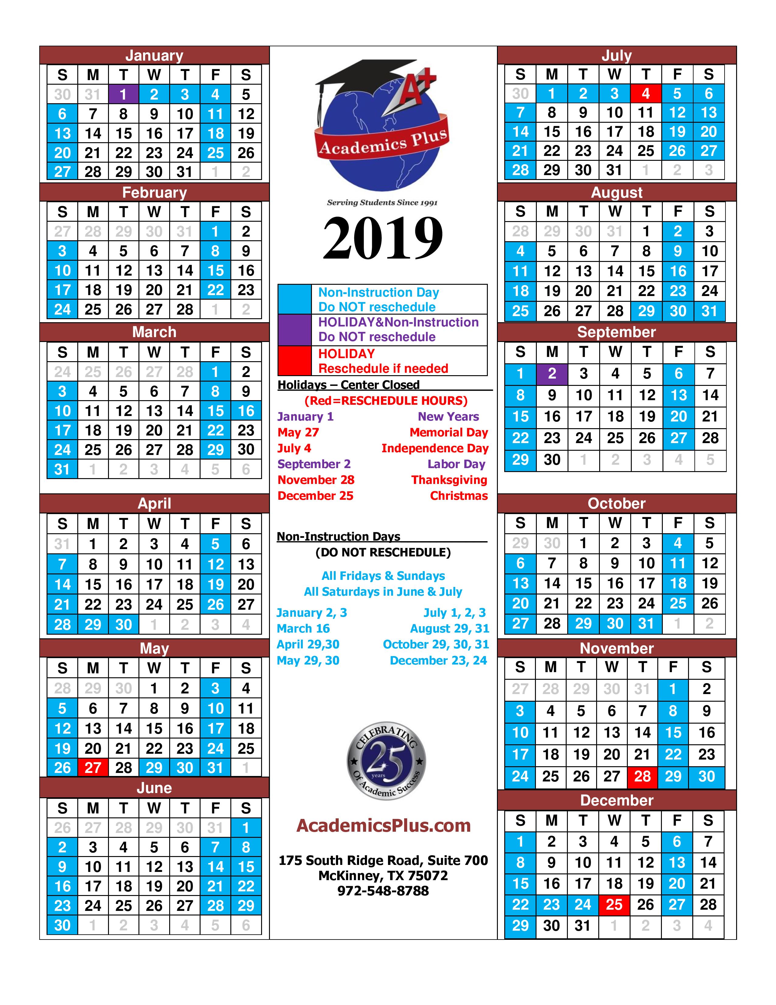 Aplus Calendar 2019 jpg Academics Plus